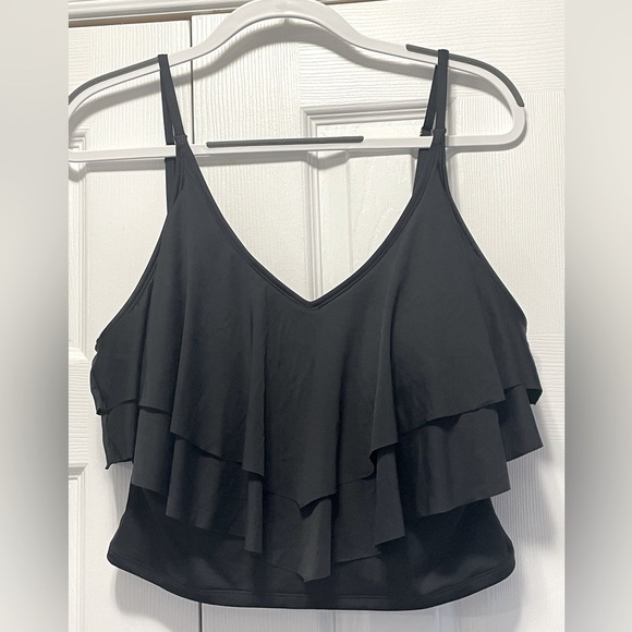 La Vie en Rose Aqua tankini top black ruffle swim XL. New. - Picture 4 of 6